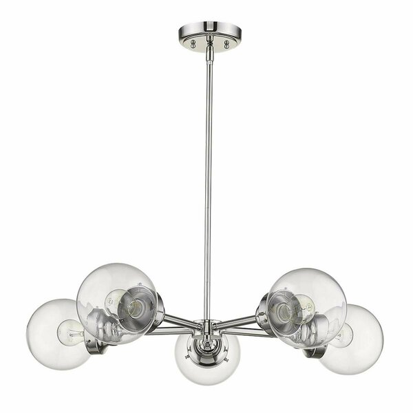 Homeroots 6 x 30 x 30 in. Portsmith 5-Light Polished Nickel Chandelier 398210